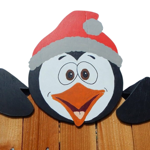 Christmas Fence Decoration with Santa and Snowman - Pinvin
